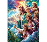 Jesus with Disciples in Garden 1000 Pieces Classic Jigsaw Puzzle Mitos Cuento De Hadas Puzzle for Adults Concentration Training Wall Art Mental Exercise Halloween Premium Cardboard 1000 PCS