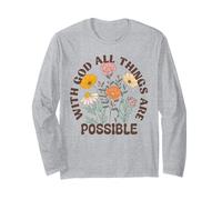 Jesus with God All Things are Possible Bible Verse Long Sleeve T-Shirt