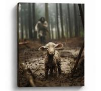 Jesus with Lamb Christian Canvas Wall Art, Religious Print, 11x14 Inch
