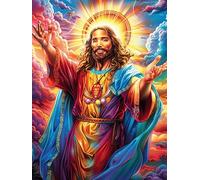 Jesus with Outstretched Arms 300 Pieces Jigsaw Puzzles Fairy Tale Scenery Cartoon For Men Educational Decompression Adults Anxiety Memory Care Mothers Valentines Premium Cardboard 300 PCS