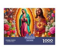 Jesus with Sacred Heart Surrounded by Angels And Saints Durable Material Easy to Assemble Pieces, Perfect for Relaxing, Unwinding And Enjoying Quiet Moments 52x38cm/1000pcs