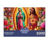 Jesus with Sacred Heart Surrounded by Angels And Saints Smooth Pieces Excellent Brain Training, Suitable for Family Entertainment And Personal Relaxation 38x26cm/1000pcs