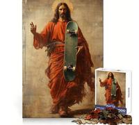 Jesus with Skateboard 1000 Piece Jigsaw Puzzle for Teenagers Sharp Logic Home Fun Family Pastime Room Accent (38x26cm)