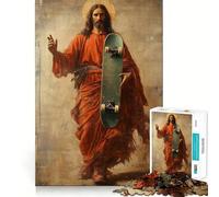 Jesus with Skateboard 1000 Piece Jigsaw Puzzle for Teenagers Sharp Logic Home Fun Family Pastime Room Accent (38x26cm)