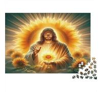 Jesus with Sunflowers Year in Pictures 1000 Piece with Matte Finish Jig Saws As Difficult Puzzles for Tabletop Games And Digital Detox Gifts 52x38cm/1000pcs