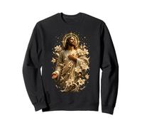 Jesus With White Lilies Sacred Christian Devotional Faith Sweatshirt