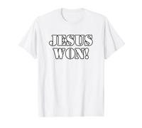 Jesus Won Christian Faith Victory Apparel Value Graphic T-Shirt, Men, White, L