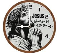 Jesus Would You Look at The Time Wall Clock 10 Inch Silent Non-Ticking Home Kitchen Decor,Battery Operated for Bathroom Bedroom Living Room Office Wall Clocks