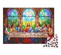 JesusAndDisciplesMealScene 1000 Pieces Puzzles Beautiful View Last Supper Home Decoration Educational Game Gifts Puzzles for Adults Jigsaw Puzzles for Adults 38x26cm/1000pcs