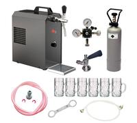 Complete set - Beer dispenser, Beer machine JET 30 1-line dry beer dispenser cooler, 35 liter/h beer case, flow cooler in eer glasses ISAR 0.3 liters 6 pcs. Type G