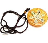 Jet Amethyst Metatron's Cube Merkaba 7 Chakras with Crystals Stones Orgone Pendant 2 inch Approx Adjustable Energy Generator Necklace (Citrine)