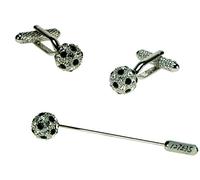 Jet and Crystal cufflinks & tie cravat pin