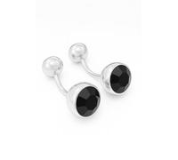 Jet Black Belly Button Cufflinks - Onyx Art CK438 Men's Novelty Gift Cuffs In Premier Life Packaging