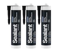 Jet Black Construction Sealant & Adhesive All-In-One Hybrid Polymer | Superior to Silicone Sealant | Waterproof, Odourless, Anti-Mould, Paintable | Kitchen Bathroom Outdoor - 300 ml 3 Pack