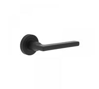 Jet Black Door Handle On Round Rose Black from Ironmongery Hardware Online