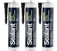 Jet Black Kitchen & Bathroom Sealant & Adhesive Hybrid Polymer | Superior to Bathroom Silicone Sealant | Waterproof, Odourless, Anti-Mould | Ideal For Kitchen & Around Bath & Shower - 300 ml 3 Pack