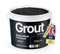 Jet Black Ready Mixed Grout & Fix | Floor, Wall & Tile Adhesive | Water-Resistant, Anti-Mould, Easy to Use & Fast-Drying | Suitable as Kitchen, Bathroom Tile Grout - 4.5Kg / 2.5L Jet Black Grout