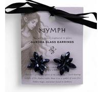 Jet Black Vintage Glass Flower Earrings - Mystical Shadow Realm Jewelry