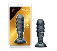 Jet Bruiser 7 Inch Metallic Black Carbon Butt Plug Suction Cup Anal Bead Probe