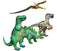 Jet Creations 4pk T. Rex Stegosaurus Raptor Pteranodon Inflatable 37-51 | Prehistoric Dinosaur Toys for Adults and Kids 3 Year and up