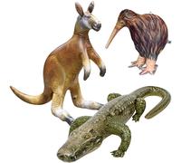 Jet Creations Life 3-PK Kangaroo Kiwi Bird Alligator Inflatable Toy for Endless Fun Decor Party Balloons for Kids Adults Birthday Halloween Cold