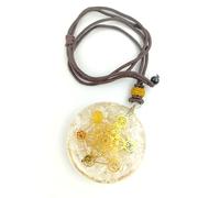 Jet Crystal Quartz Metatron's Cube Merkaba 7 Chakras with Crystals Stones Orgone Pendant 2 inch Approx Adjustable Energy Generator Necklace (Crystal Quartz)