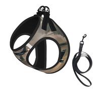 Jet Fighter Print Adjustable Harness Leash Set For Cats And Dogs, Soft Breathable Kitten Puppy Mesh Vest With Reflective Design, Escape-Proof Lead For Small Pets Walking Training