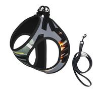 Jet fighter print Dog Harness and Leash Set, Reflective Adjustable Puppy Vest for Small Medium Large Dogs, Cats