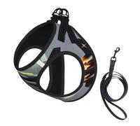 Jet Fighter Print Soft Mesh Dog Harness and Leash Set Pet Puppy Cat Comfort Padded Vest No Pull Harnesses