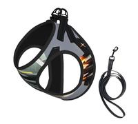 Jet Fighter Printing Dog Summer Harness With Leash Set,Adjustable And Reflective Step-In Puppy Pet Vest Harnesses