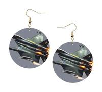 Jet Fighter Trendy Leather Earrings For Women Dangle 1 Pair Lightweight Printed Piercing Earrings Jewelry Gifts For Women Girls