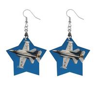Jet Fighter Wooden Earrings for Women, Vintage Elegant Wood Jewelry, Lightweight Earrings for Wedding, Party, Everyday Jewelry Gift, Star, Wood, wood