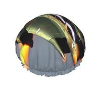 Jet fighters Printed Reusable Bathing Cap, Dual Layer Hair Cover For Long Thick Hair, 10.6in Headgear