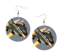 Jet Fighters Trendy Leather Earrings For Women Dangle 1 Pair Lightweight Printed Piercing Earrings Jewelry Gifts For Women Girls