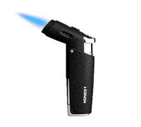 Jet Flame Lighter Blow Torch Butane Refillable Windproof for Cigarette Cigar BBQ Camping Outdoor Gift (Excluding Butane) (YY-Black)