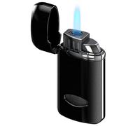 Jet Flame metal Lighter, Windproof Torch Lighter Butane Gas Refillable, Pearlescent Black, Gift For Men and Women - Sold Without Gas
