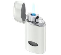 Jet Flame metal Lighter, Windproof Torch Lighter Butane Gas Refillable, Pearlescent White, Gift For Men and Women - Sold Without Gas
