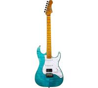 Jet Guitars JS450 OBL Strat Guitar, HSS Alnico pickups, solid basswood body with flame maple top, 22 frets roasted maple neck, locking tuners, 2 point tremolo