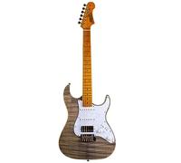 Jet Guitars JS450 TBK Strat Guitar, HSS Alnico pickups, solid basswood body with flame maple top, 22 frets roasted maple neck, locking tuners, 2 point tremolo