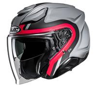 HJC F31 Bask Jet Helmet, black-grey-red, size S for Men