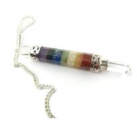 Jet International 7 Chakra Bonded Pendulum Healing Dowsing Crystal Ball Point Gemstone Chakra Balancing Reiki Mind Peace Gift W/ Pouch Pagan Wicca Metaphysical Spiritual Age Psychic Hypnosis