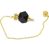 Jet International Black Tourmaline Hexagon Pendulum Reiki Dowsing Detect Metal Find Missing Person Research Oil Water Gold Silver Copper