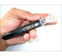 Jet International Black Tourmaline with Crystal Angel Chakra Wand Stick Approx. 5.5 inch Energized Charged Cleansed Programmed Pure Genuine Stick Free Booklet