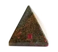 Jet International Energized Ruby Zoisite Pyramid Stone India Handcrafted 2 inch Approx. Crystal Pouch Stress Relief 40 Page Crystal Therapy Booklet Gemstone