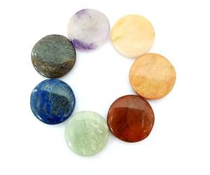 Jet International Fantastic Chakra Gemstone 7 Round Stone Set Palm Worry Stone Thumb Stone Crystal Therapy Geometry