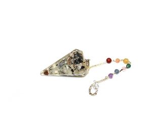 Jet International Rainbow Moonstone Orgone Pendulum 2 inch Crystal Therapy Healing Power Peace Prosperity Divine Gemstone