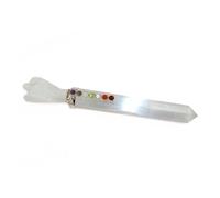 Jet International Selenite Angel Chakra Wand Stick Approx. 6.5 inch Energized Charged Cleansed Programmed Pure Genuine Stick Free Booklet Crystal Therapy Balancing Image is JUST A Reference