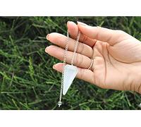 Jet International Selenite Cone Shaped Pendulum Chain Carved Handcrafted