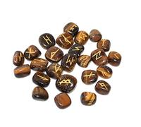 Jet International Tiger Eye Rune Stone Set Thick Tumbled Genuine Healing Positive Energy Love Spiritual Divine Psychic