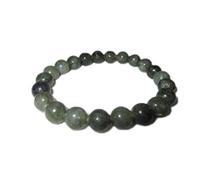 Jet International Women's Beautiful Labradorite Round Beads Stretch Bracelet A++ Natural Genuine Feel Better Authentic Fashion Styel Unique Gift Balancing Positive Energy Aura Gift Reiki Pouch